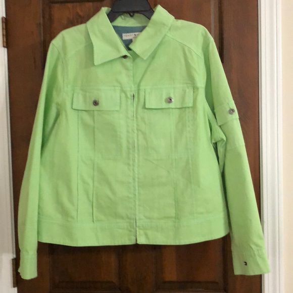 Tommy Hilfiger Light Green Jean Jacket Ladies 1X - Picture 1 of 9